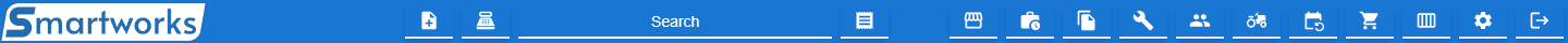 The Scheduler header bar: the logo and clock, the job icons, the search box and the screen icons