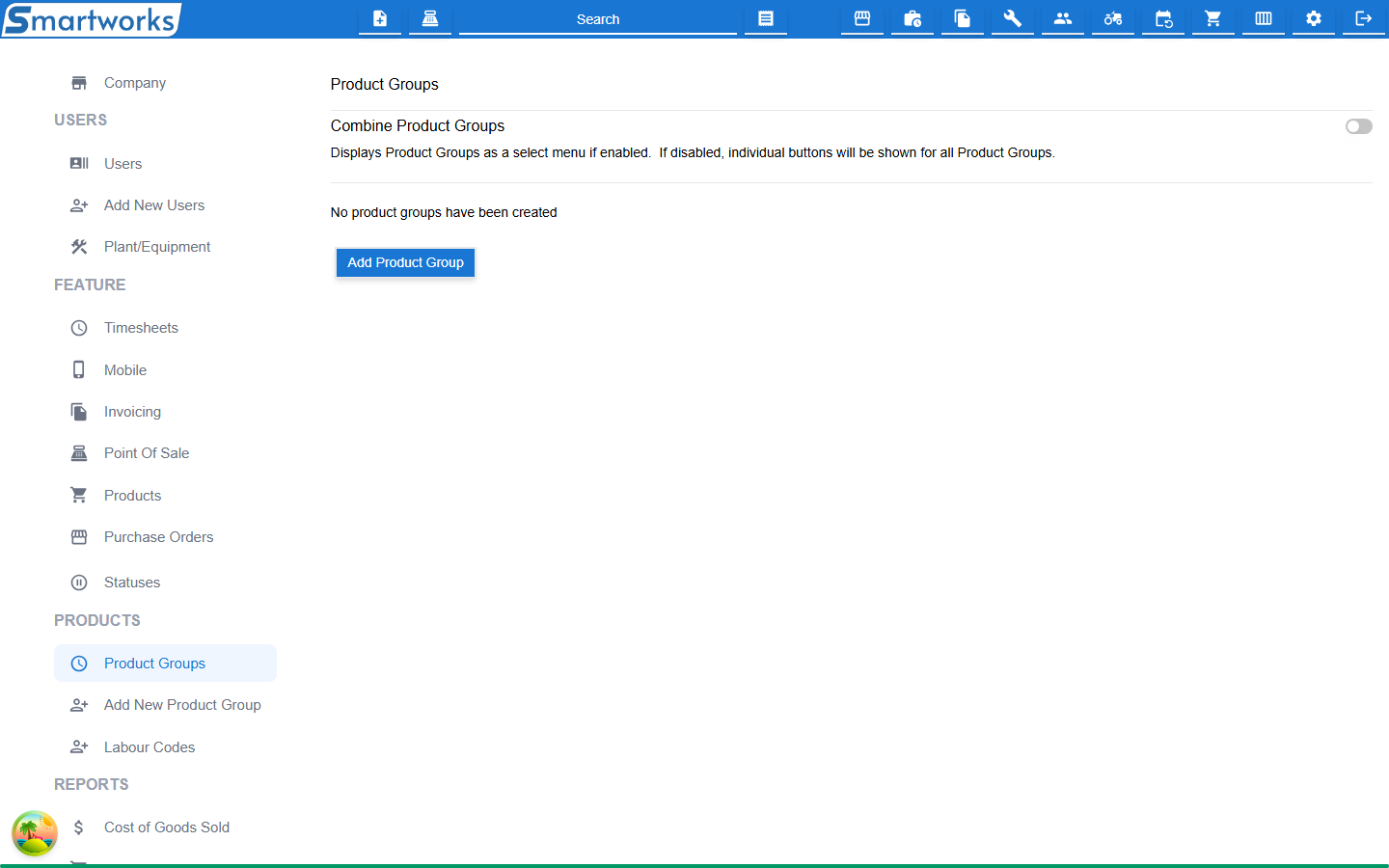 The Product Groups page, with the Combine Product Groups switch above a list of groups, each with Edit and Delete