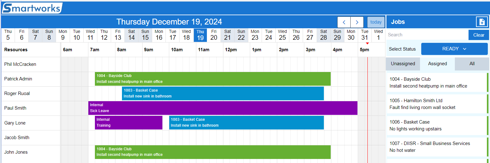 The Scheduler showing the calendar beside the jobs list, which fills once Xero is connected